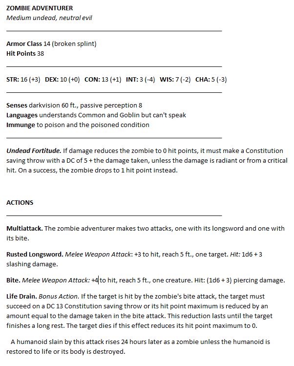 d&d 5e npc stat block template